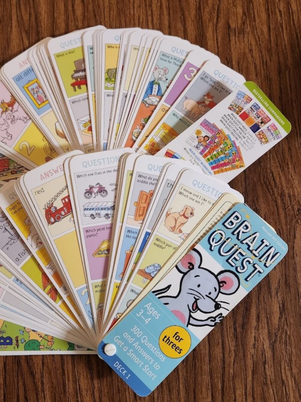 Brain Quest Ages 3-4 Preschool Questions Trivia Cards Game Deck 1 and 2 School S